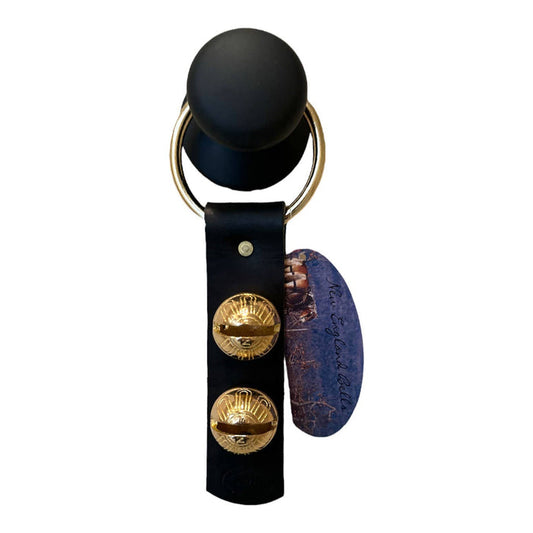 Traditional Strap Bells -  #2 Size Bells - 2 Bells on Strap: Black / Brass