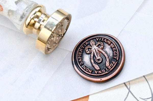 Wishbone Latin Motto Wax Seal Stamp | S - Backtozero B20 - antique, fortune, latin, latin motto, luck, Message, Retro, Signature, signaturehandle