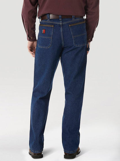 Wrangler Workhorse jean in antique indigo, alternate view of the back pockets